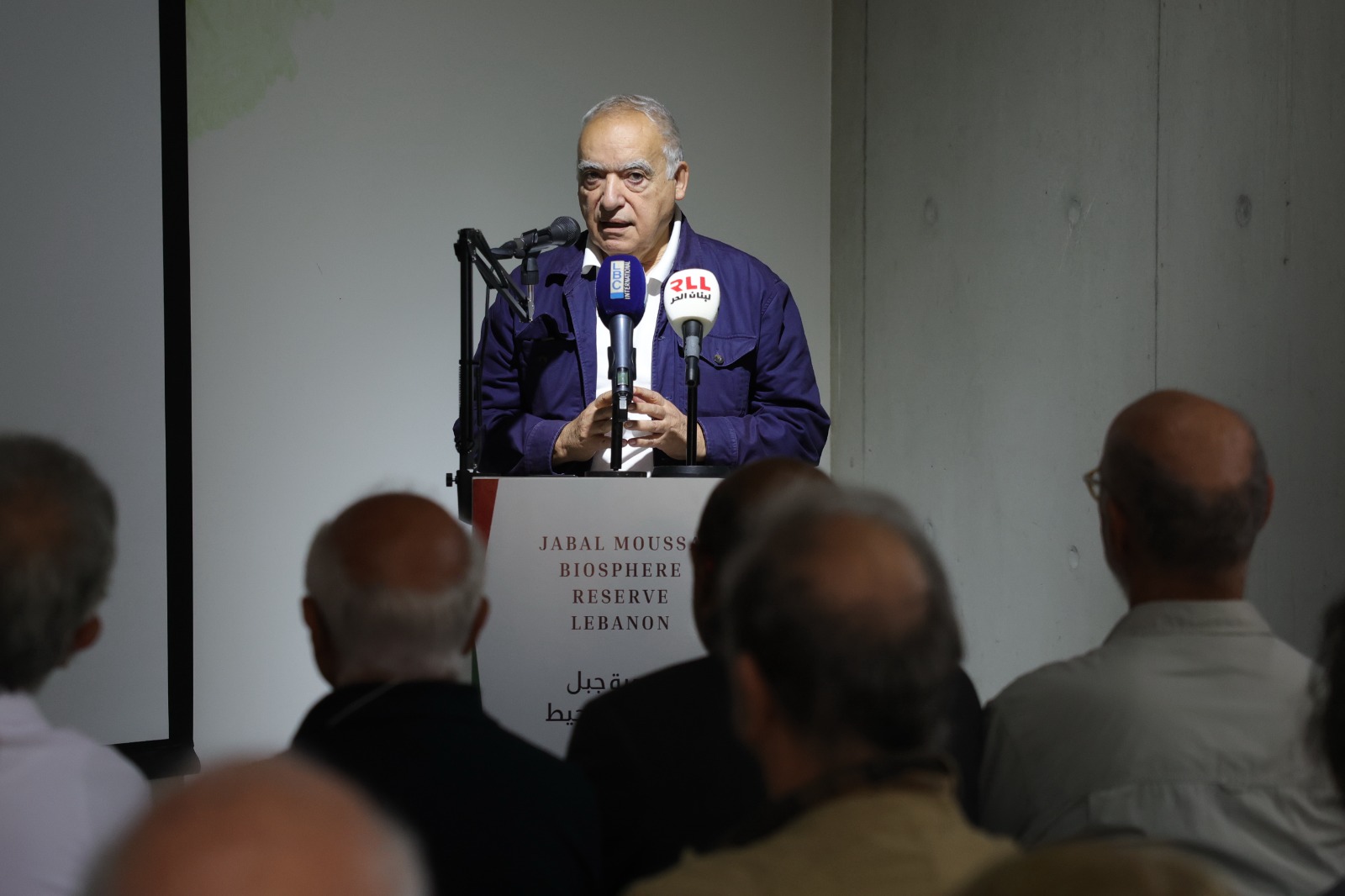 Lebanese Minister of Culture Dr Ghassan Salamé speaking during Jabal Moussa’s 18th year conservation event in Qehmez