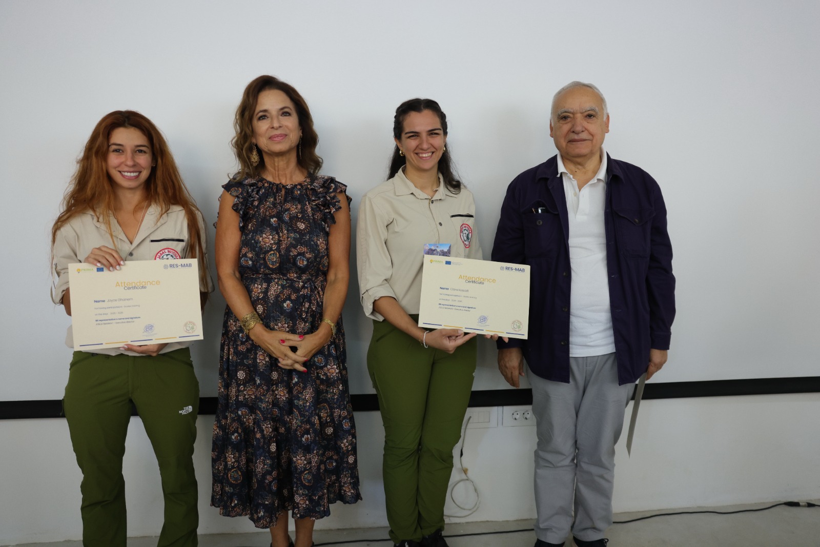 Local guides receiving their certificates during the graduation ceremony at Jabal Moussa Biosphere Reserve